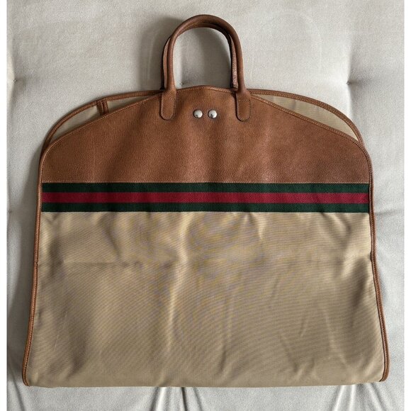 Vintage Gucci Garment Travel Bag W Hanger Brown - Picture 2 of 12